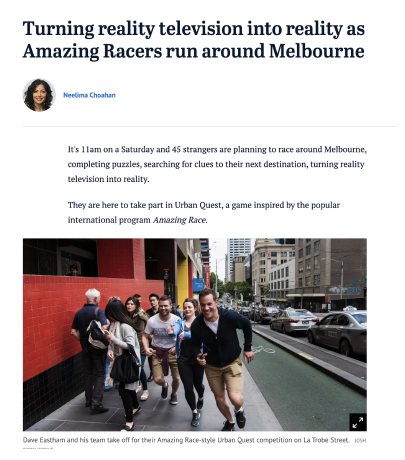 Amazing Race Melbourne Urban Quest The Age article